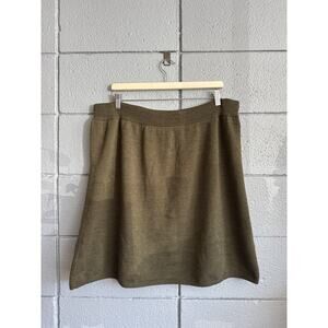Eileen Fisher Brown 100% Merino Wool Knit Pull On Skirt Size Petite Large PL